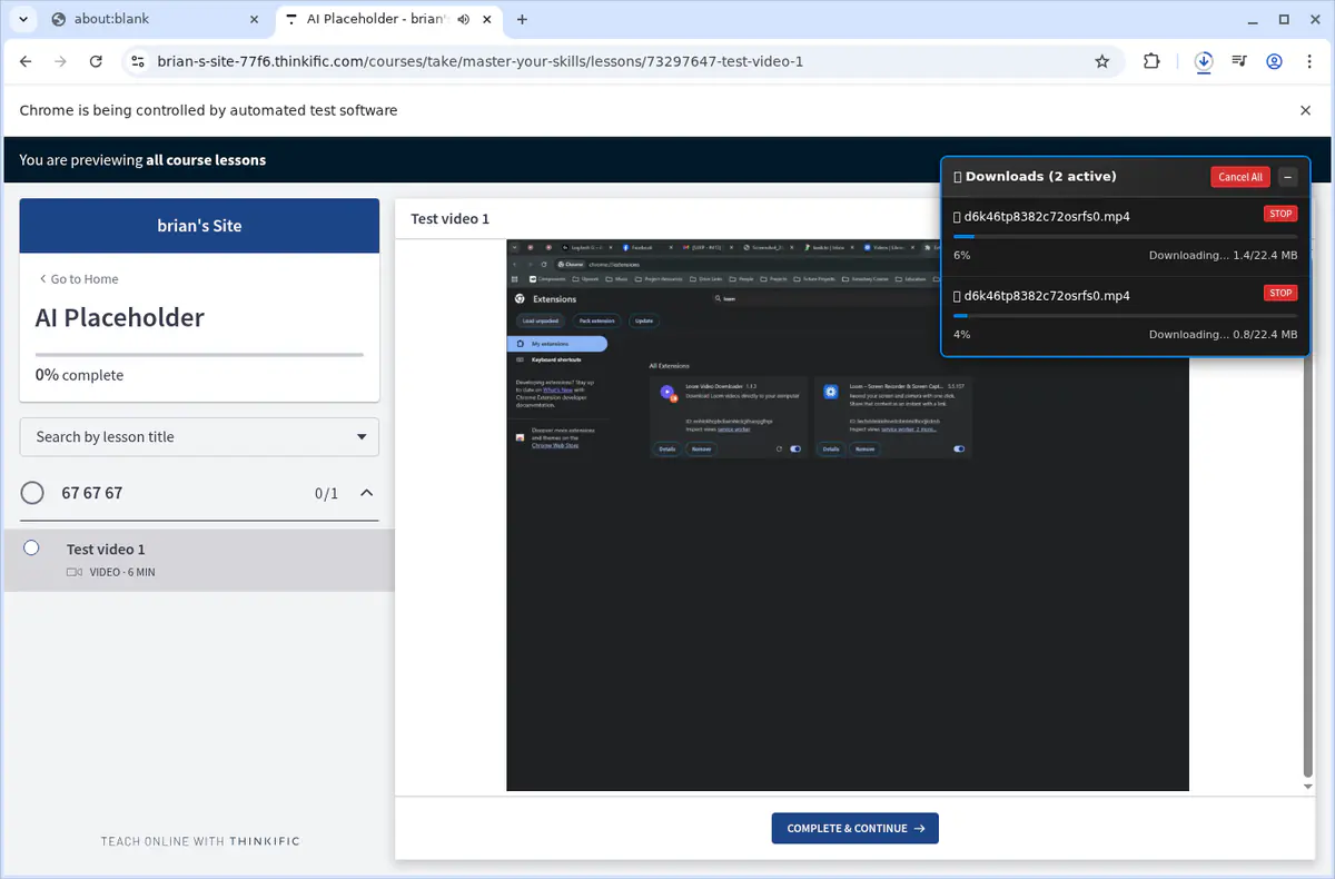 Thinkific Video Downloader browser extension screenshot 3